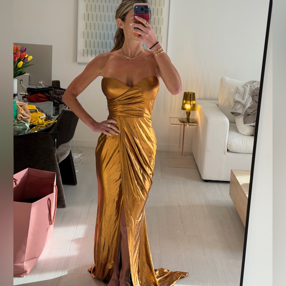 Fashion Nova Strapless Metallic Dress